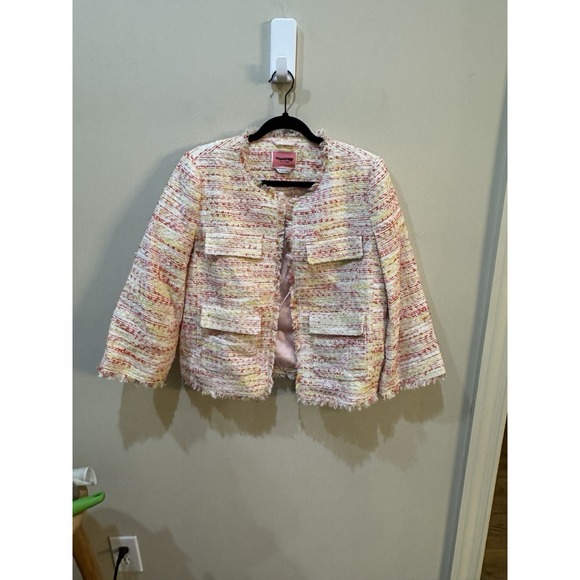Kate Spade New York Multi Tweed Jacket Open Front Blazer Size 8 Pockets Spring - Picture 4 of 14